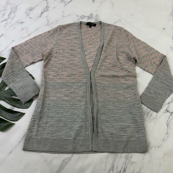 St John Womens Cardigan Sweater Size S Gray Pink Ombre Wool Blend Open - Picture 1 of 12